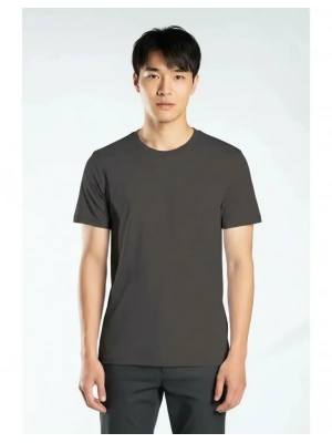 Regular Basic Bisiklet Yaka T-Shirt Antrasit