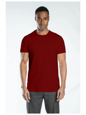 Regular Basic Bisiklet Yaka T-Shirt Bordo