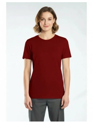 Regular Basic Bisiklet Yaka T-Shirt Bordo