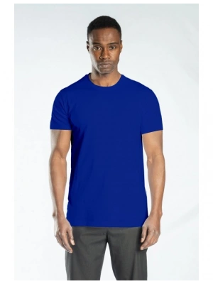 Regular Basic Bisiklet Yaka T-Shirt Saks Mavi