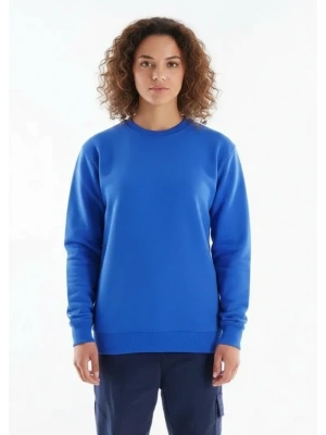 Regular Bisiklet Yaka Sweatshirt Saks Mavi
