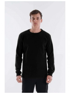 Regular Bisiklet Yaka Sweatshirt Siyah