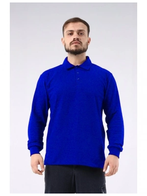 Regular Polo Pike Uzun Kol T-Shirt Saks Mavi