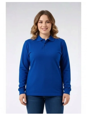 Regular Polo Pike Uzun Kol T-Shirt Saks Mavi
