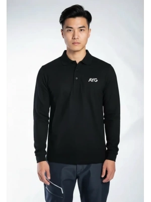Regular Polo Sweatshirt Siyah