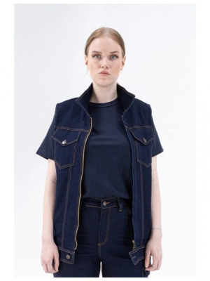 Teksas Kot Yelek Mavi