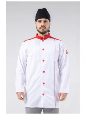 Turkish Aşçı Ceketi Beyaz-Kırmızı