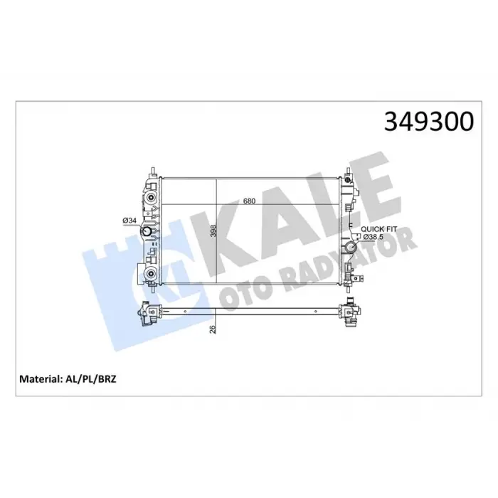 KALE 349300 | Su Radyatoru Opel Astra 09- Otomatik
