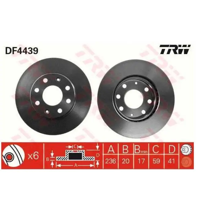 TRW DF4439 | Ön Fren Diski Chevrolet Kalos Aveo 03-11