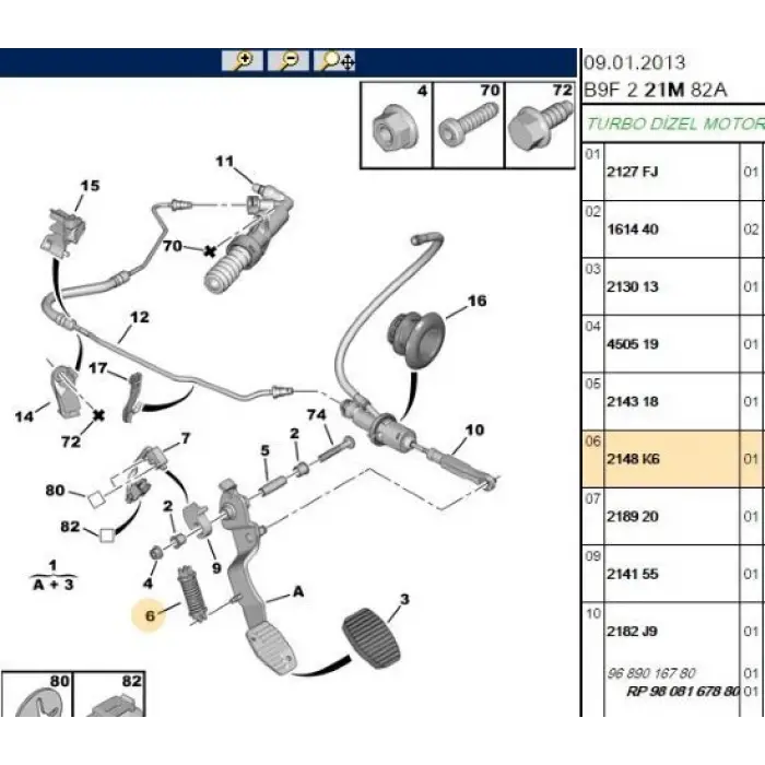 PSA 2148K6 | Debriyaj Pedal Yayi Partner Berlingo