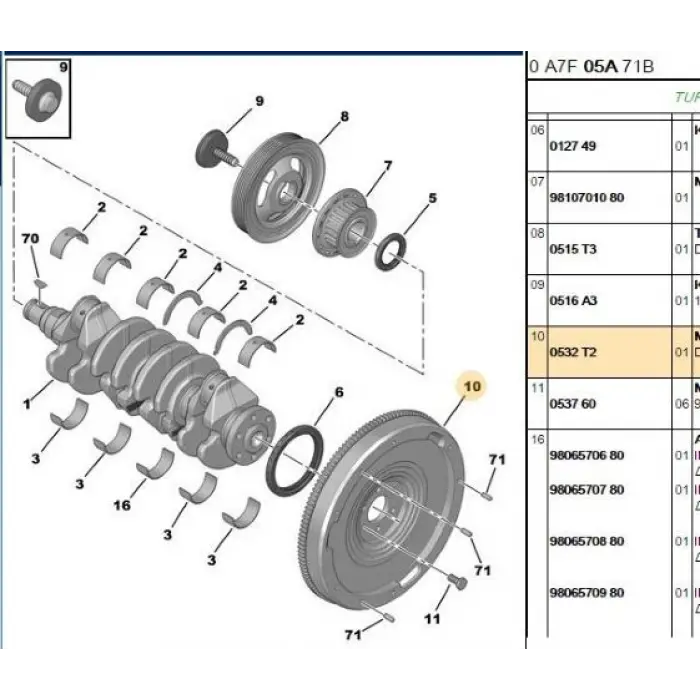 PSA 0532T2 | Volant Peugeot P301 P308 PARTNER C4 8V
