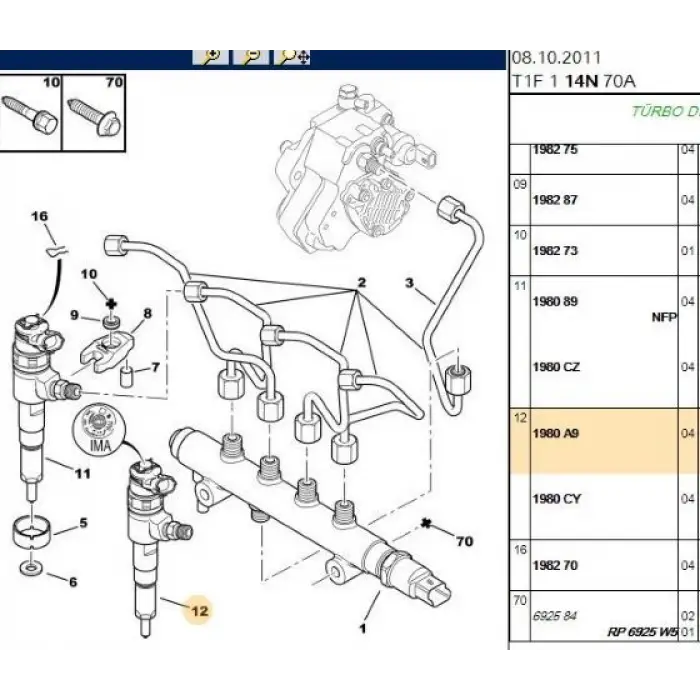 PSA 1980A9 | Yakıt Enjektörü Peugeot P206-P307 Citroen C2 C3