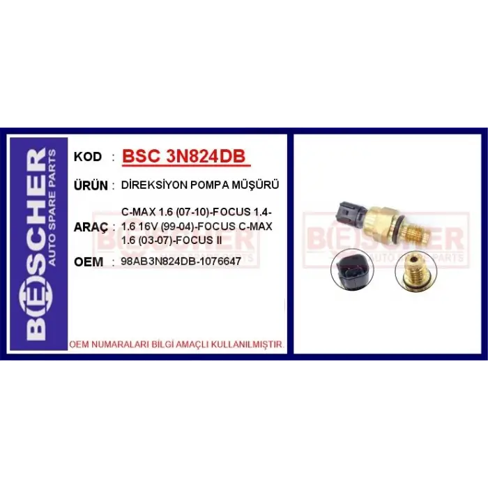 Ford Focus Direksiyon Pompa Müşürü 1998-2011 - BSC 3N824DB