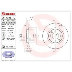 BREMBO 08723810 | Ön Disk Citroen C-Elysee C4 C3 I 12-