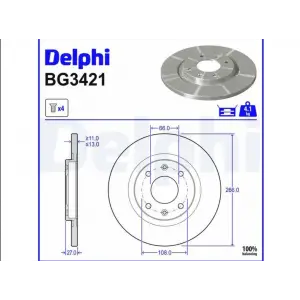 DELPHI BG3421 | Ön Disk Citroen C-Elysee C4 C3 I 12-