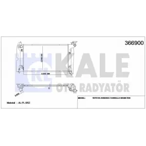 Toyota Corolla, Avensis Manuel Motor Su Radyatör 1.4 3ZZFE - KALE 366900