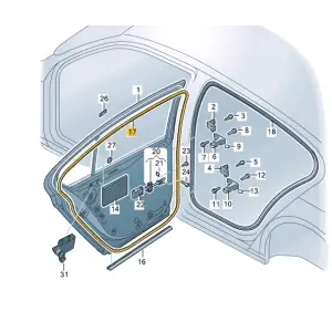 Volkswagen Passat B8 Kasa Arka Sol Dış Kapı - VAG ORJINAL 3G9839701B5AP
