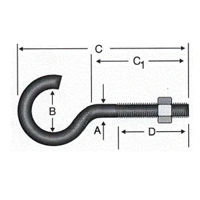 Açık Metrik Kanca M5 / 21x80 - 100 Adet