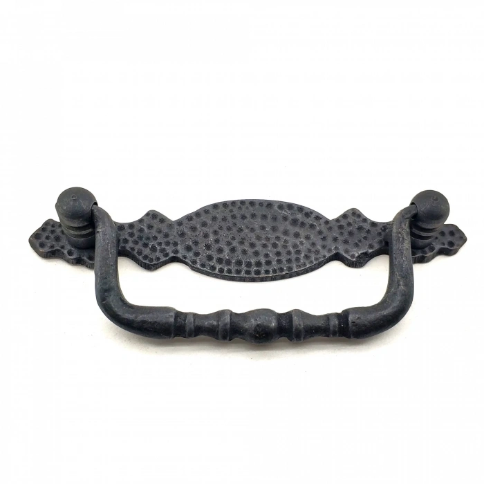 Antika Tarz Dekoratif Pirinç Dövme Sallantı Kapı Kulbu - 43x118 Mm, Oksit