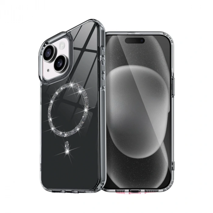 Apple İphone 15 Live Diamond Magsafe Kapak - Siyah