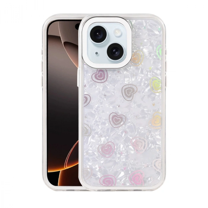 Apple İphone 15 Lumi Desenli Kapak - Beyaz