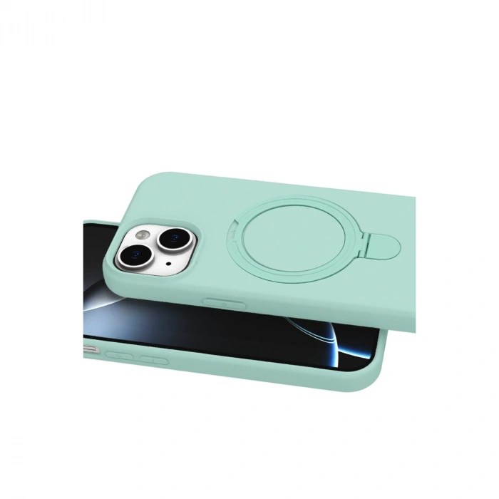 Apple İphone 15 Plus Regal Magsafe Standlı Kapak - Su Yeşili