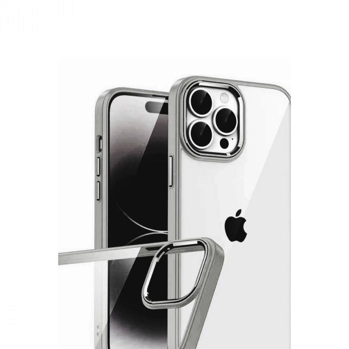 Apple İphone 15 Pro Max Razer Lensli Silikon - Titan Gri