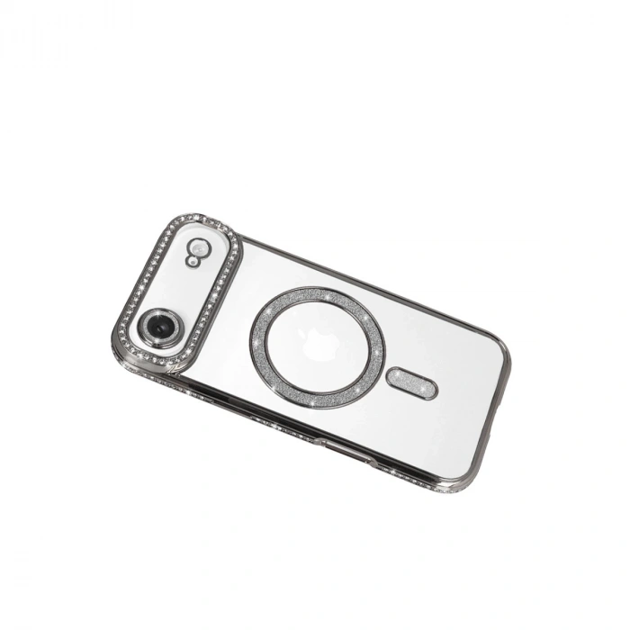 Apple İphone 17 Air Joke Simli Magneticsafe Kılıf - Gümüş
