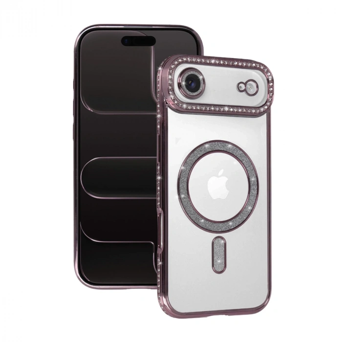 Apple İphone 17 Air Joke Simli Magneticsafe Kılıf - Pembe