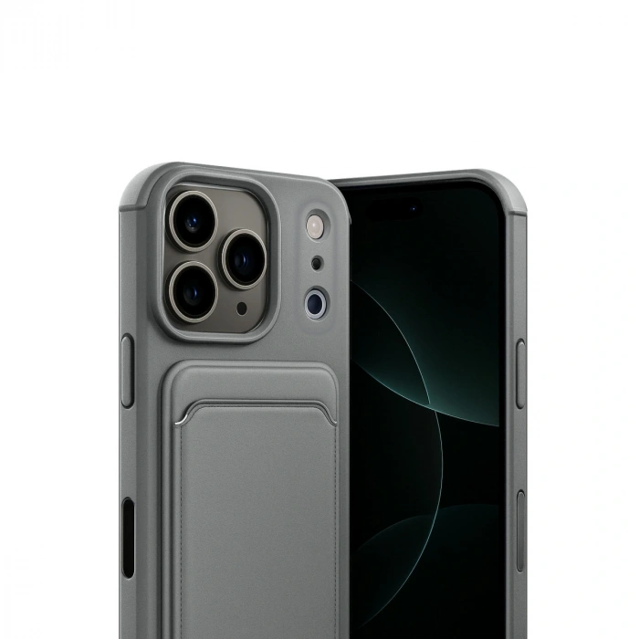 Apple İphone 17 Pro Kelvin Kartvizitli Silikon - Gri