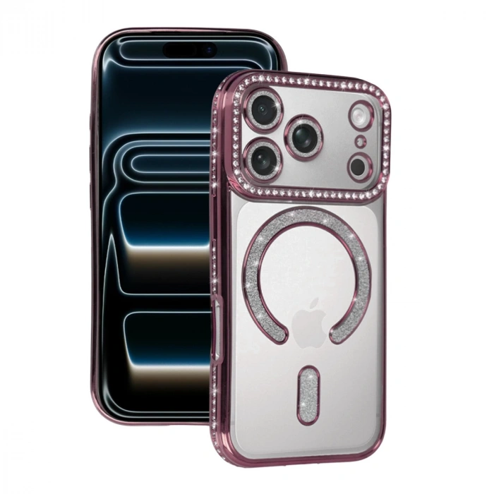 Apple İphone 17 Pro Max Joke Simli Magneticsafe Kılıf - Pembe