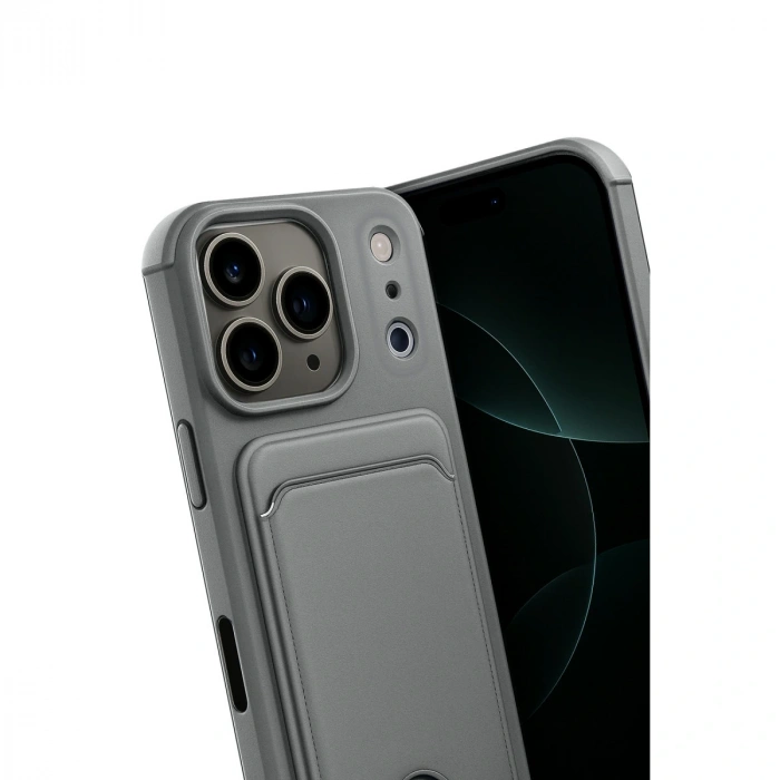 Apple İphone 17 Pro Max Kelvin Kartvizitli Silikon - Gri