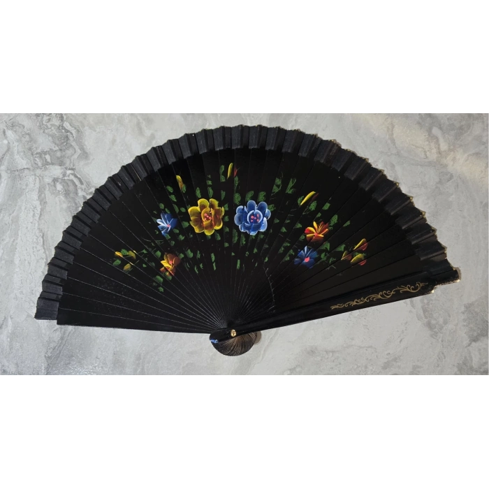 Bambu Çift Taraflı Siyah Yelpaze 12li Paket