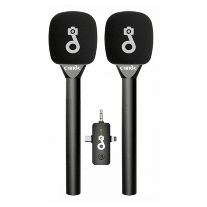 Çift Mikrofonlu Profosyonel Kablosuz Yüksek Kaliteli Ses Kaydı Röportaj Mikrofonu