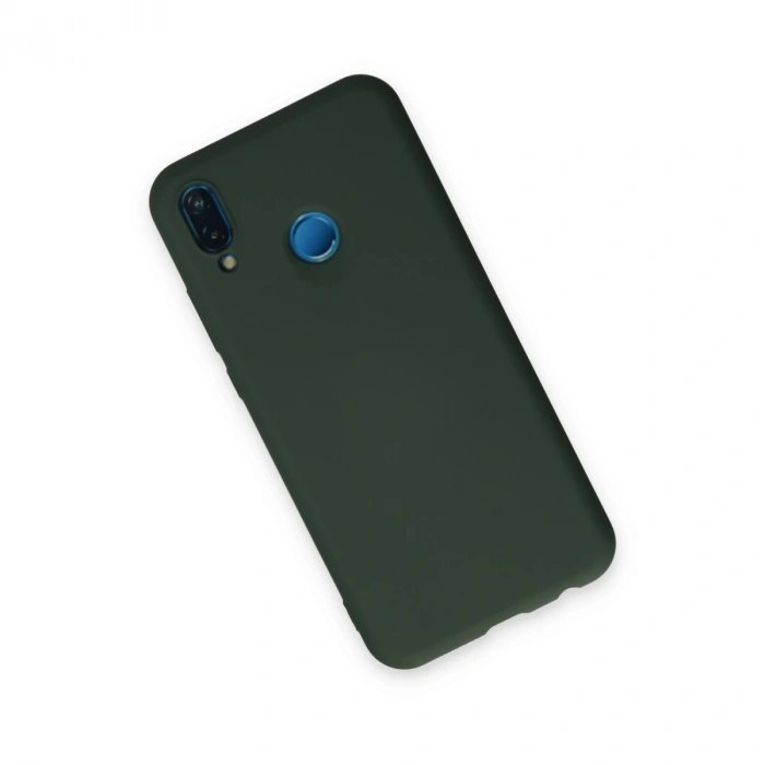 Huawei P20 Lite Kılıf Nano İçi Kadife Silikon - Koyu Yeşil