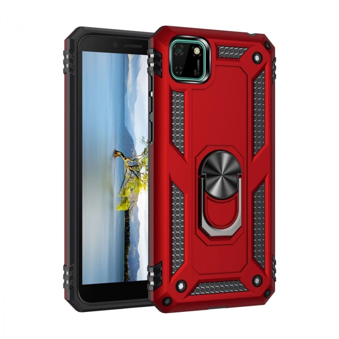 Huawei Y5p Kılıf Sofya Yüzüklü Silikon Kapak - Kırmızı