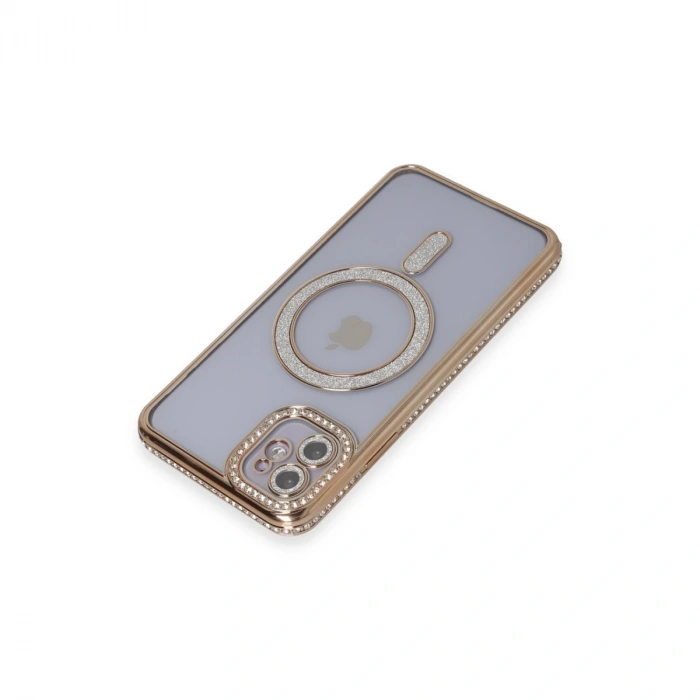 İphone 11 Kılıf Joke Simli Magneticsafe Kılıf - Gold