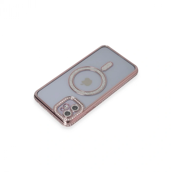 İphone 11 Kılıf Joke Simli Magneticsafe Kılıf - Pembe