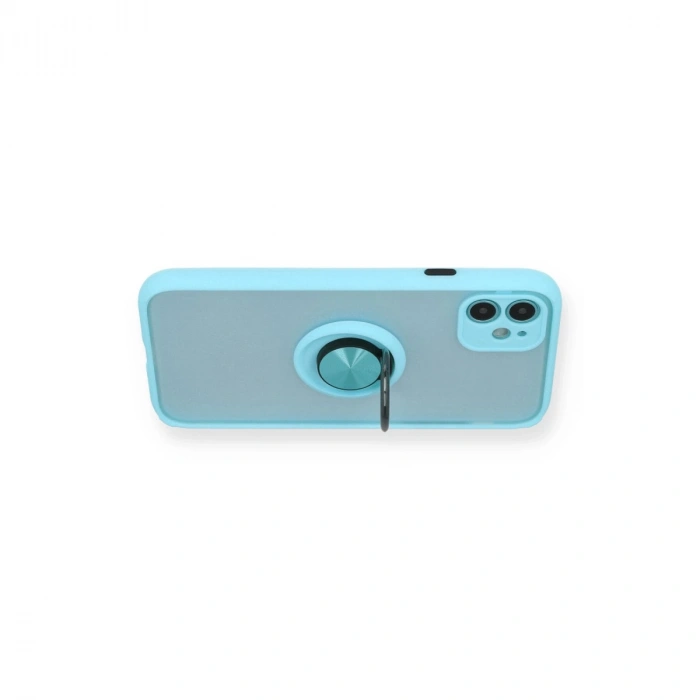 İphone 11 Kılıf Montreal Yüzüklü Silikon Kapak - Buz Mavi