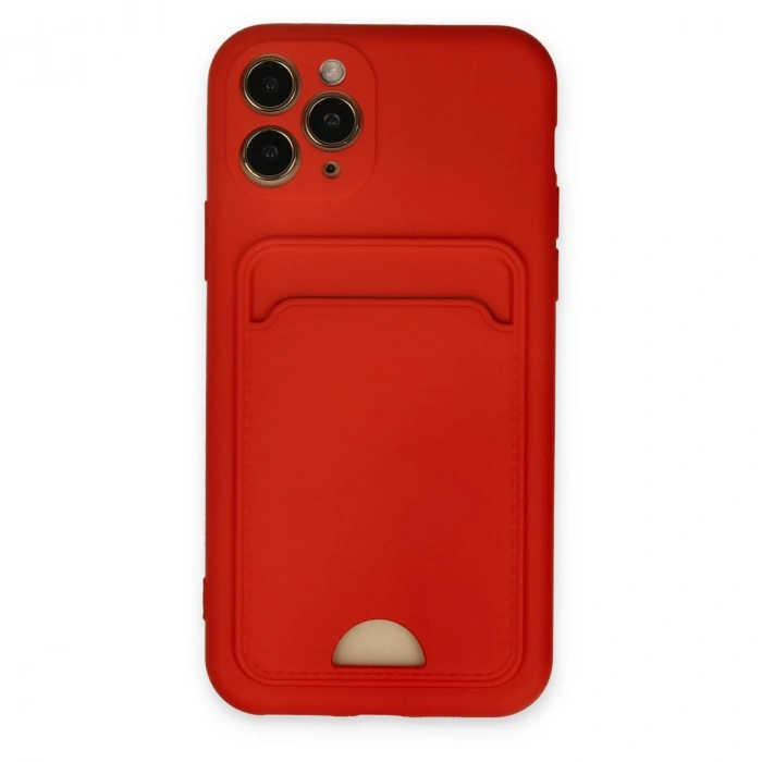İphone 11 Pro Kılıf Kelvin Kartvizitli Silikon - Kırmızı