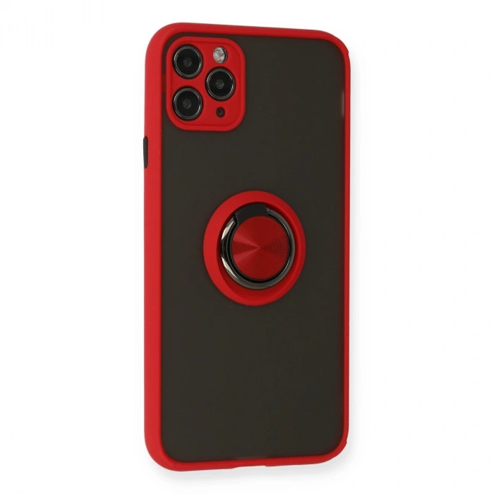 İphone 11 Pro Kılıf Montreal Yüzüklü Silikon Kapak - Kırmızı