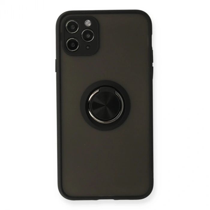 İphone 11 Pro Kılıf Montreal Yüzüklü Silikon Kapak - Siyah
