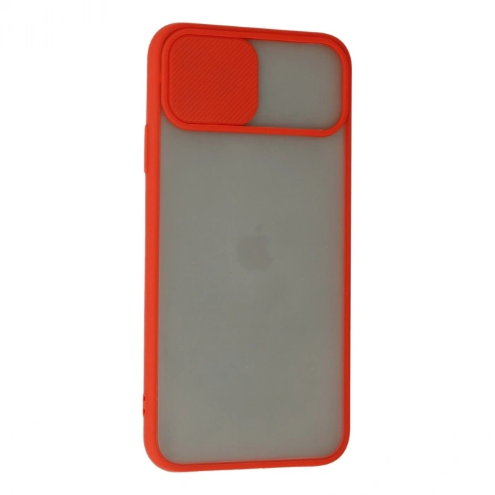 İphone 11 Pro Max Kılıf Palm Buzlu Kamera Sürgülü Silikon - Kırmızı