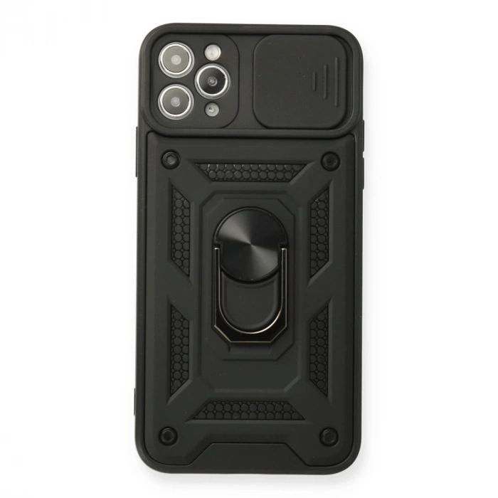 İphone 11 Pro Max Kılıf Pars Lens Yüzüklü Silikon - Siyah