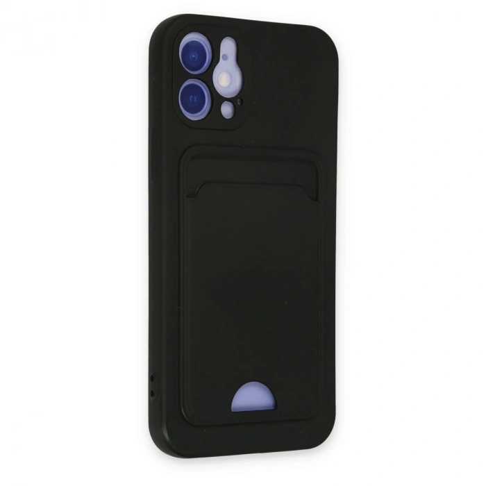 İphone 12 Kılıf Kelvin Kartvizitli Silikon - Siyah