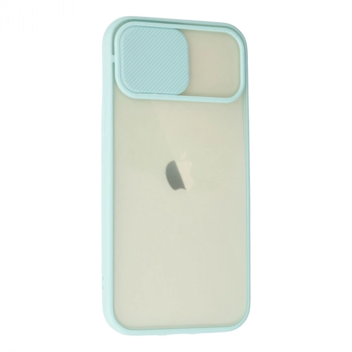 İphone 12 Kılıf Palm Buzlu Kamera Sürgülü Silikon - Turkuaz