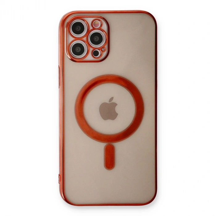İphone 12 Pro Kılıf Magneticsafe Lazer Silikon - Kırmızı