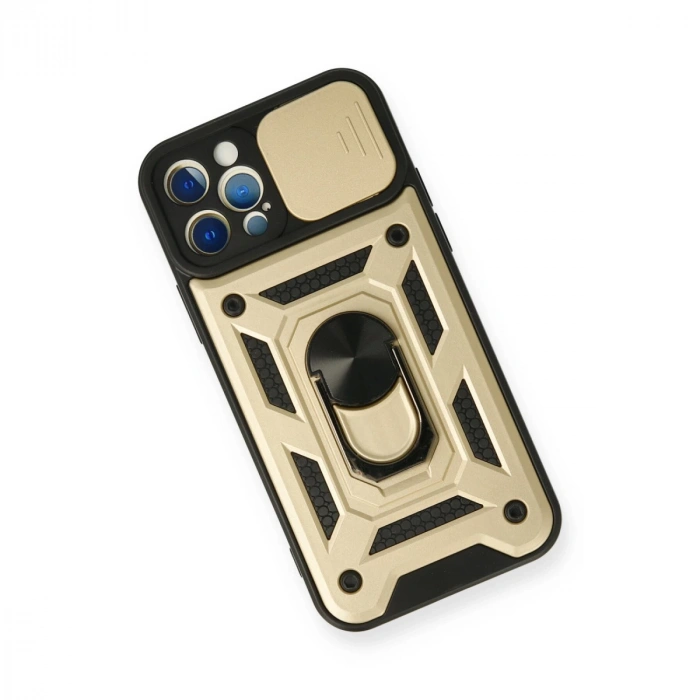 İphone 12 Pro Kılıf Pars Lens Yüzüklü Silikon - Gold