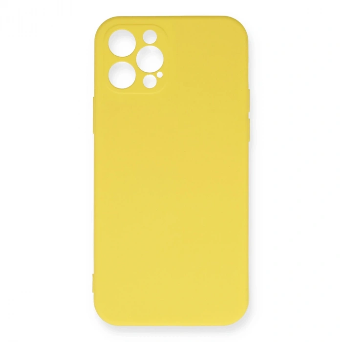 İphone 12 Pro Max Kılıf Nano İçi Kadife Silikon - Sarı