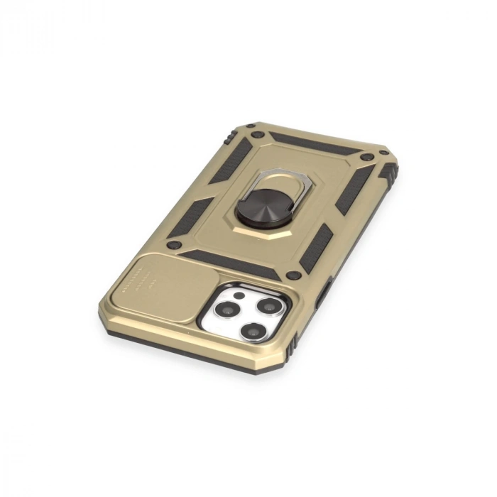 İphone 12 Pro Max Kılıf Pars Lens Yüzüklü Silikon - Gold